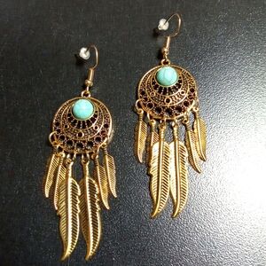 Boho Breeze Feather Drop Earrings